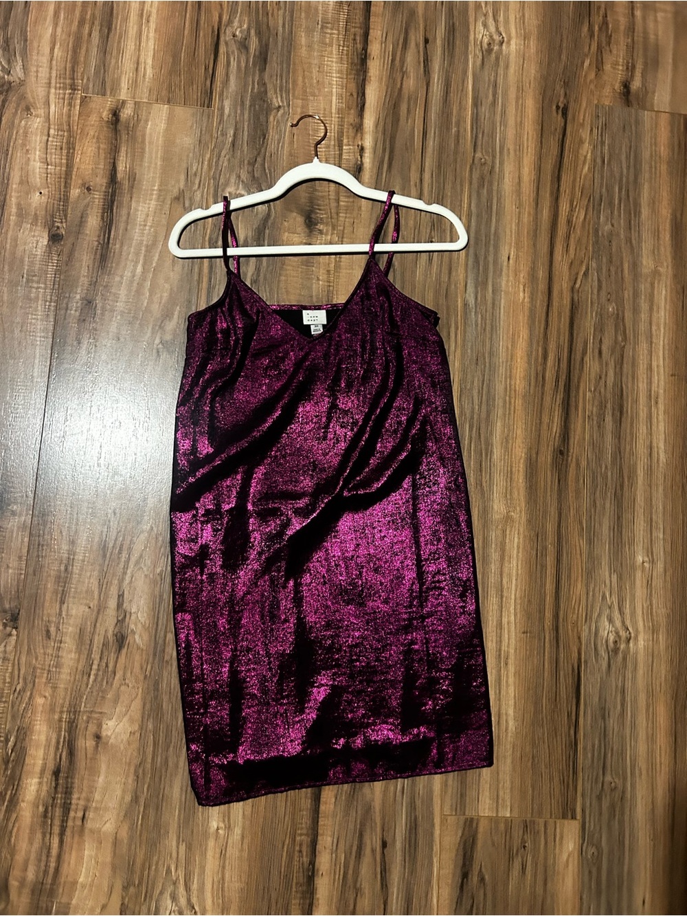 Shimmery Magenta Slip Dress with Spaghetti Straps size xs